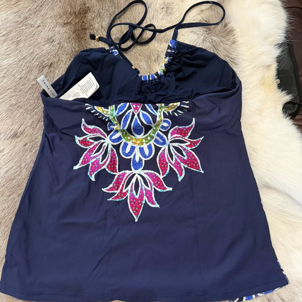 Trina Turk Tankini Size 12 Lotus Batik Print - Picture 2 of 4